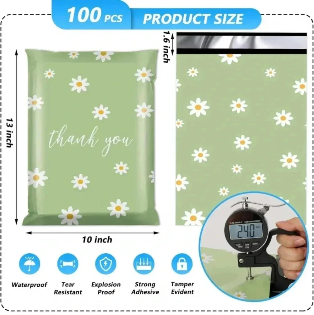 Thank You Poly Mailer 10x13 Inch 100 Pcs, Waterproof and Tear-Resistant Shipping